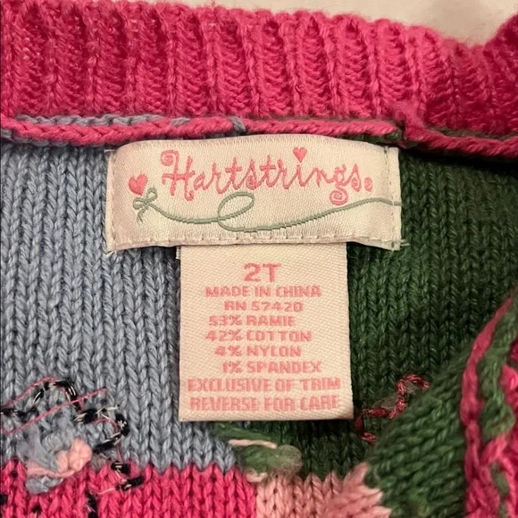 NWT Hartstrings Multicolor Floral Patchwork Cardigan Sweater 2T - Picture 3 of 8